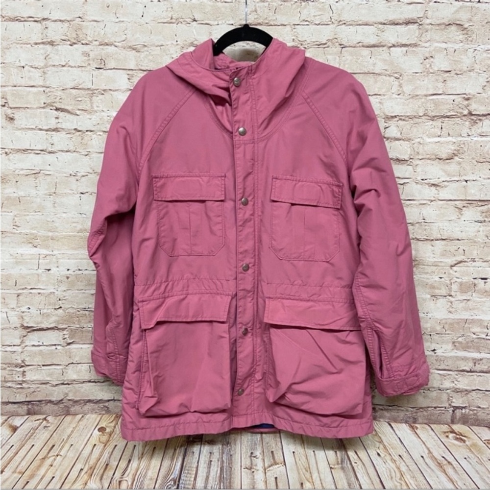 VTG LL Bean Womens Baxter State Parka Size M Long Sleeve Zip Hooded Salmon Pink